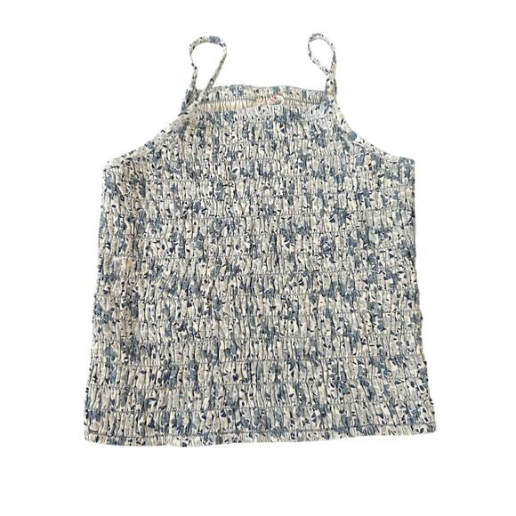 Abercrombie Kids Girl Blue Floral Spaghetti Strap Smocked Tank Top Size 9/10 - Picture 1 of 3